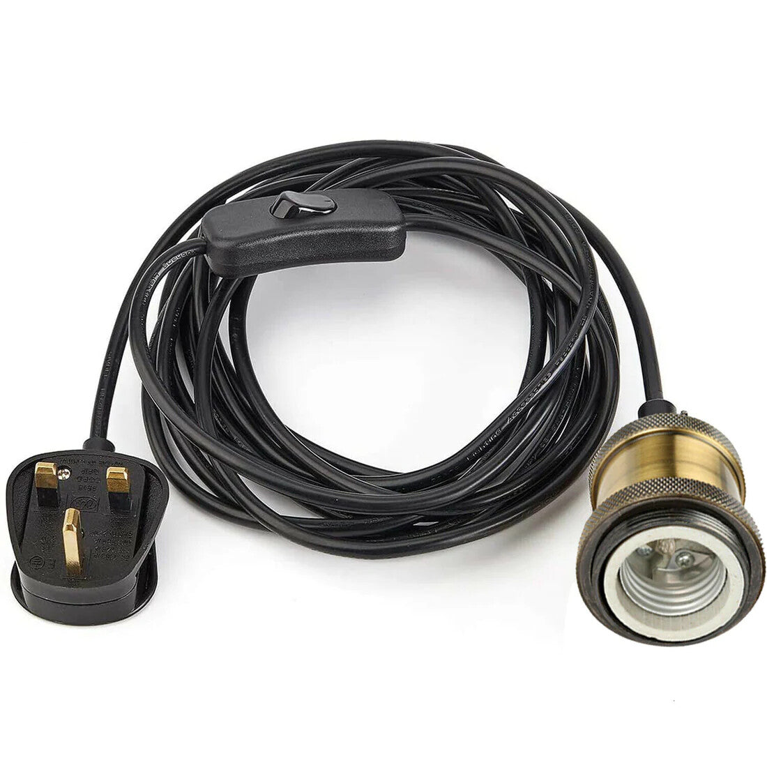 Plug-In Swag Pendant Light – 4 m Cable, On/Off Switch, Curvy Dome Shade - Standard, No Shade, Without Bulb