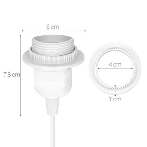 4 m Plug-In Pendant Lamp Holder Kit with Dimmer – White, UK Plug - photo 5