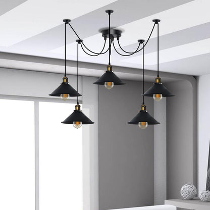 5-Light Spider Pendant – 22 cm Cone Shades, 12 Colours, E27 - photo 3