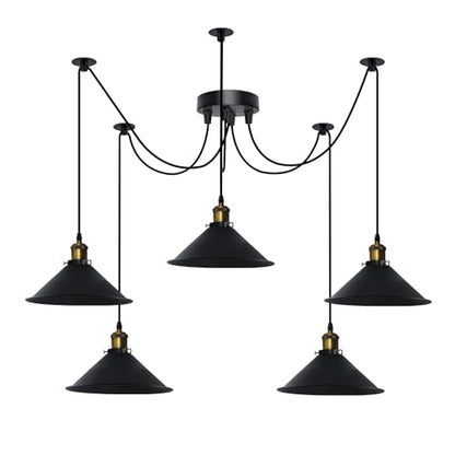 5-Light Spider Pendant – 22 cm Cone Shades, 12 Colours, E27 - photo 4