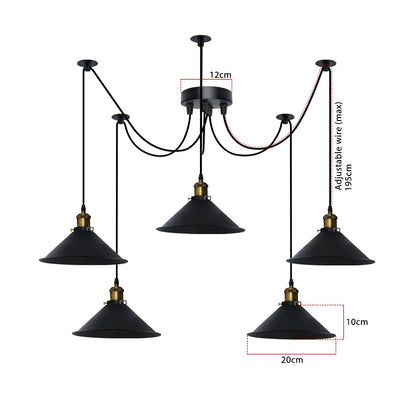 5-Light Spider Pendant – 22 cm Cone Shades, 12 Colours, E27 - photo 5