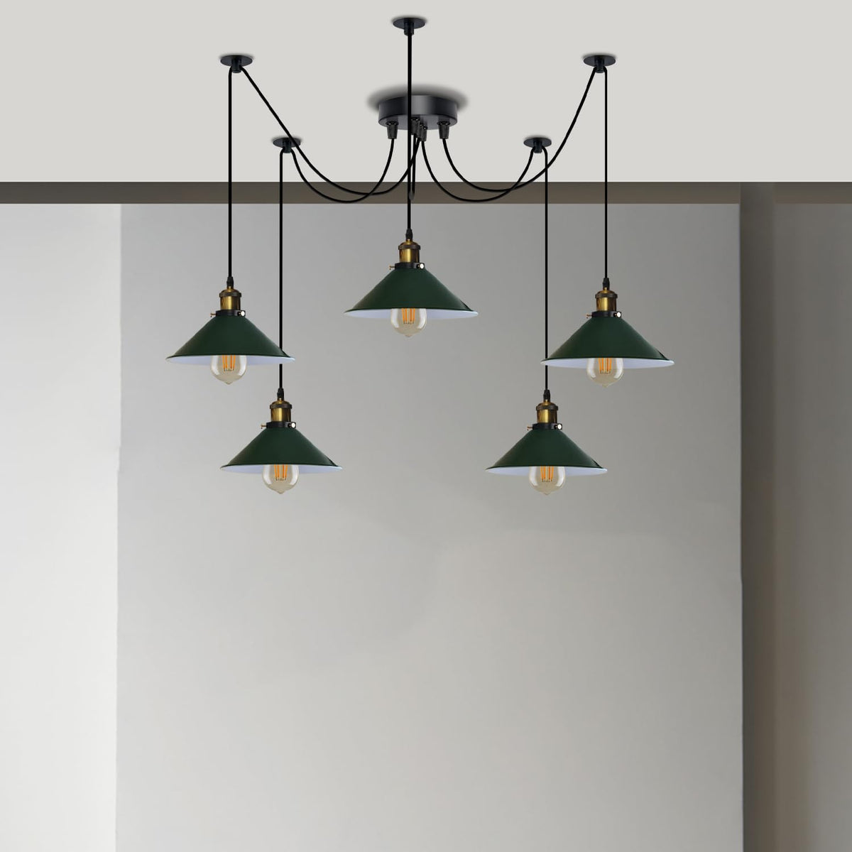 5-Light Spider Pendant – 22 cm Cone Shades, 12 Colours, E27 - photo 8