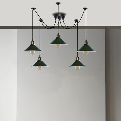 5-Light Spider Pendant – 22 cm Cone Shades, 12 Colours, E27 - photo 8