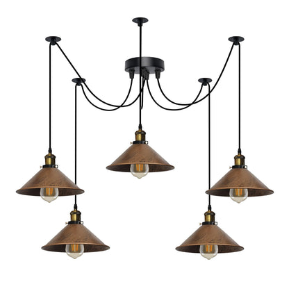 5-Light Spider Pendant – 22 cm Cone Shades, 12 Colours, E27 - photo 9