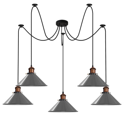 5-Light Spider Pendant – 22 cm Cone Shades, 12 Colours, E27 - photo 27