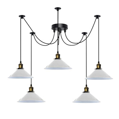 5-Light Spider Pendant – 22 cm Cone Shades, 12 Colours, E27 - photo 28