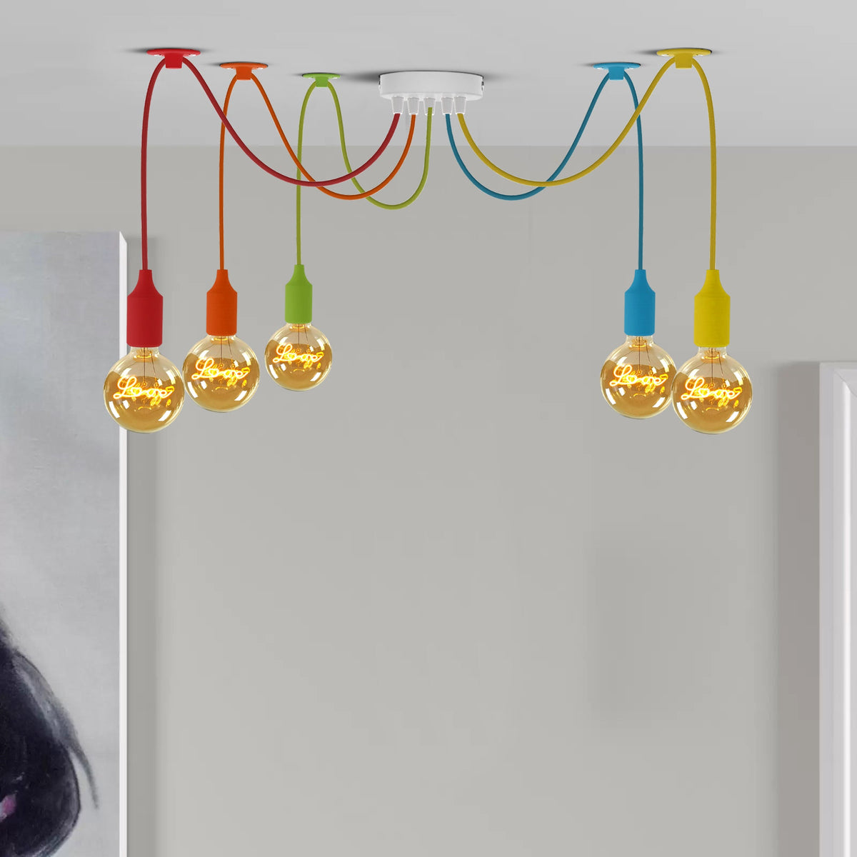 5-Light Silicone Spider Pendant – Multi-Colour, E27 - photo 4