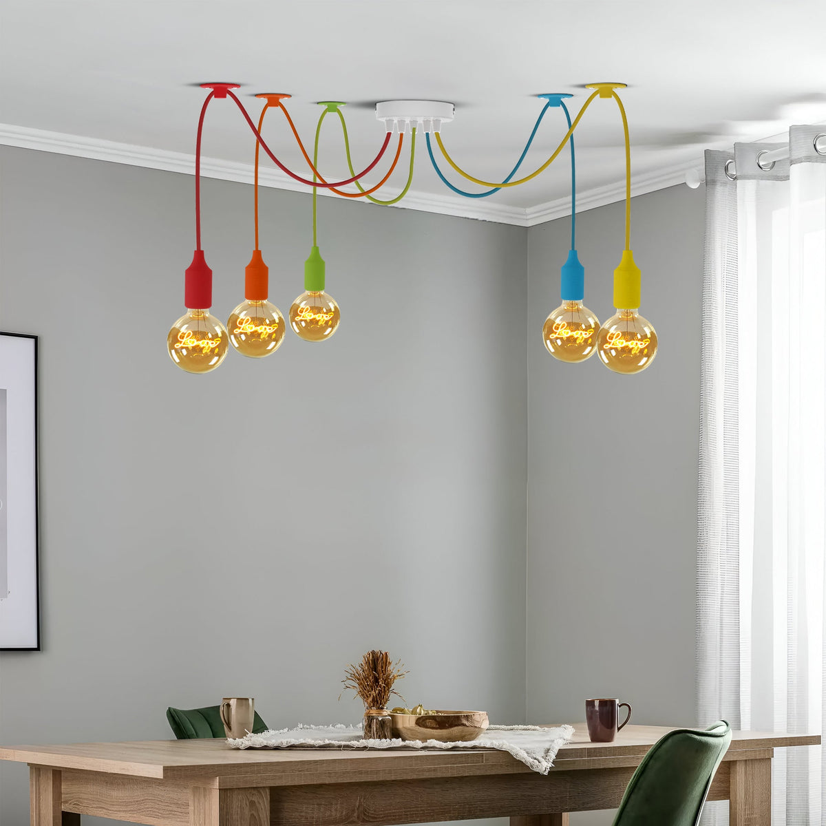 5-Light Silicone Spider Pendant – Multi-Colour, E27 - photo 7