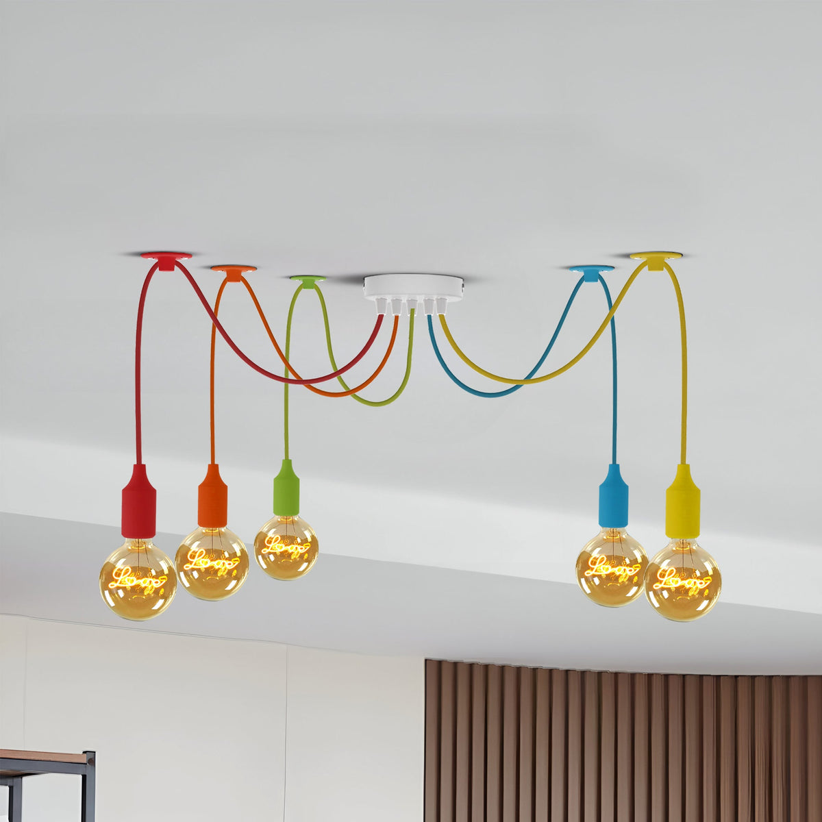 5-Light Silicone Spider Pendant – Multi-Colour, E27 - photo 9
