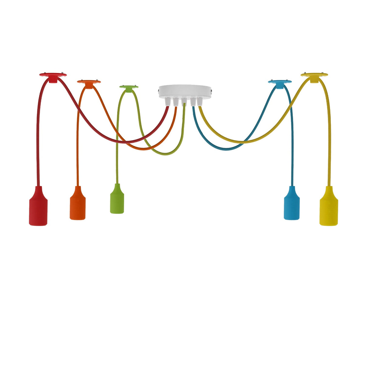 5-Light Silicone Spider Pendant – Multi-Colour, E27 - Silicone E27, Multi-Colour, Without Bulbs