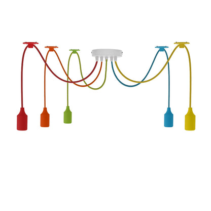 5-Light Silicone Spider Pendant – Multi-Colour, E27 - Silicone E27, Multi-Colour, Without Bulbs
