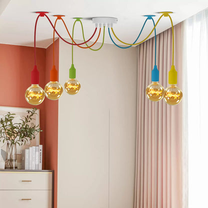 5-Light Silicone Spider Pendant – Multi-Colour, E27