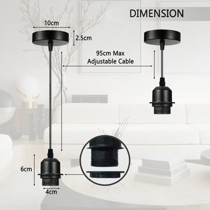 Pendant Light Fitting – E27 Holder, 1 m Cable, Single or Packs - photo 4