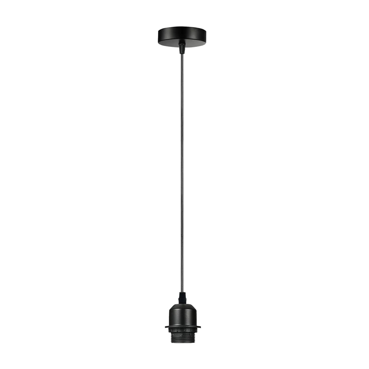 Pendant Light Fitting – E27 Holder, 1 m Cable, Single or Packs - Black, No Shade, Without Bulb