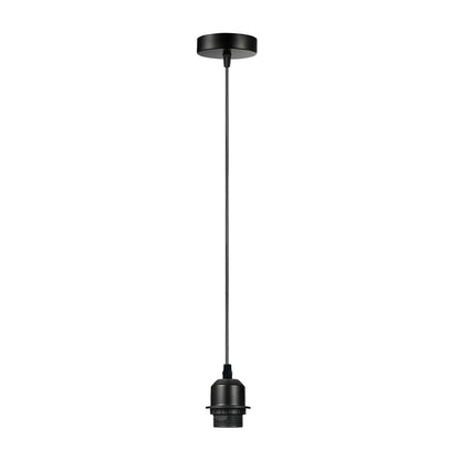 Pendant Light Fitting – E27 Holder, 1 m Cable, Single or Packs - Black, No Shade, Without Bulb
