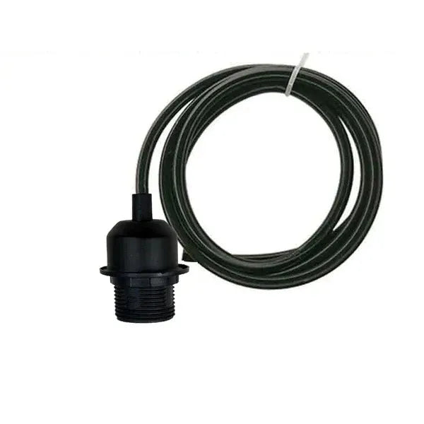 Pendant Light Fitting – E27 Holder, 1 m Cable, Single or Packs - Black, No Shade, Holder Only, Without Bulb
