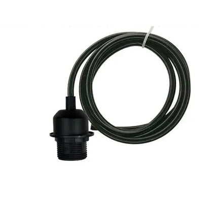 Pendant Light Fitting – E27 Holder, 1 m Cable, Single or Packs - Black, No Shade, Holder Only, Without Bulb