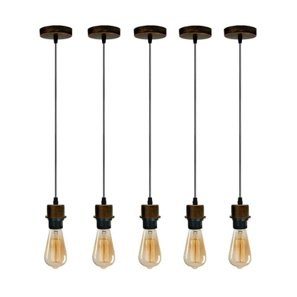 Pendant Light Fitting – E27 Holder, 1 m Cable, Single or Packs - Brushed Copper, No Shade Pack of 5, ST64 Bulb