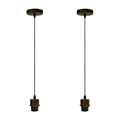 Pendant Light Fitting – E27 Holder, 1 m Cable, Single or Packs - Brushed Copper, No Shade Pack of 2, Without Bulb