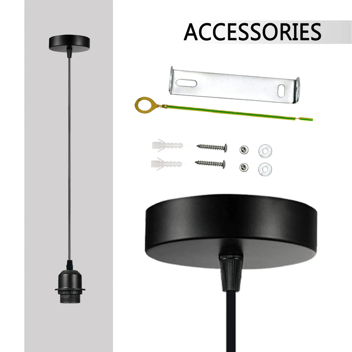 Pendant Light Fitting – E27 Holder, 1 m Cable, Single or Packs - photo 35
