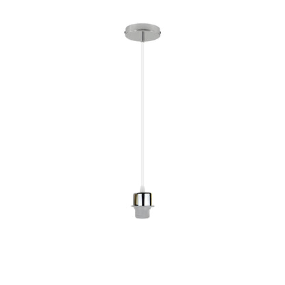 Pendant Light Fitting – E27 Holder, 1 m Cable, Single or Packs - Chrome, No Shade, Without Bulb
