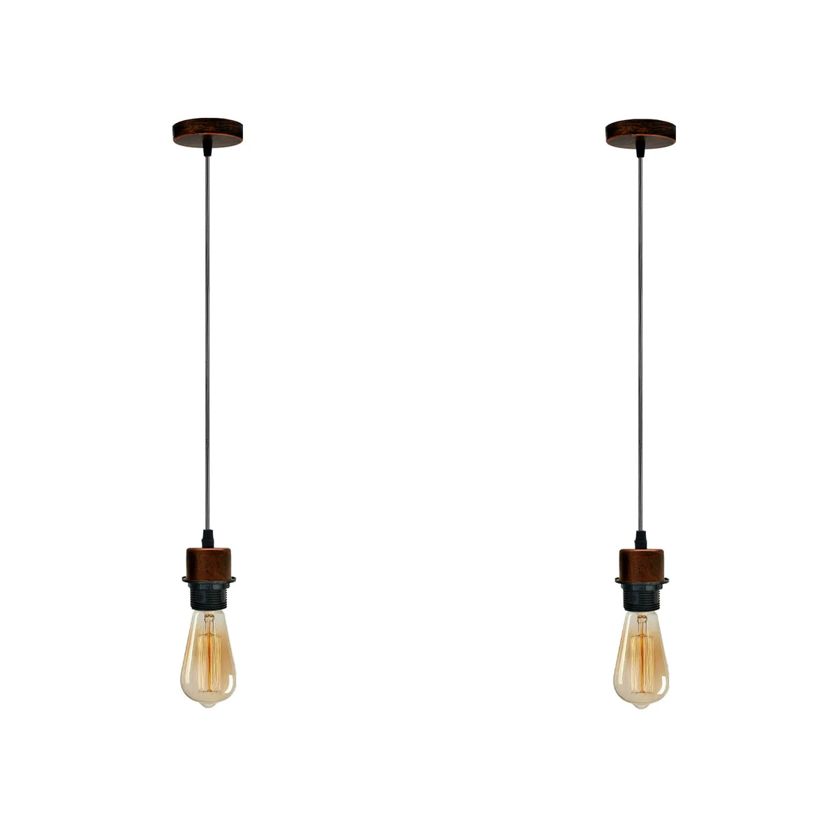 Pendant Light Fitting – E27 Holder, 1 m Cable, Single or Packs - Rustic Red, No Shade Pack of 2, ST64 Bulb