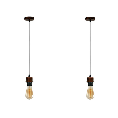 Pendant Light Fitting – E27 Holder, 1 m Cable, Single or Packs - Rustic Red, No Shade Pack of 2, ST64 Bulb