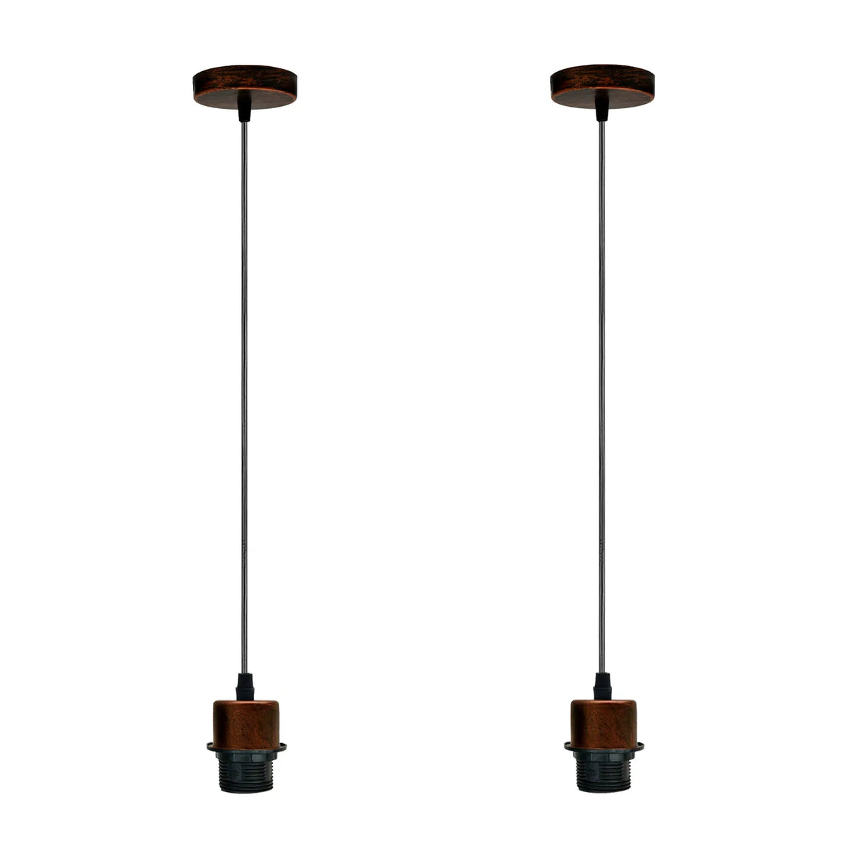 Pendant Light Fitting – E27 Holder, 1 m Cable, Single or Packs - Rustic Red, No Shade Pack of 2, Without Bulb
