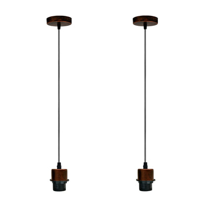 Pendant Light Fitting – E27 Holder, 1 m Cable, Single or Packs - Rustic Red, No Shade Pack of 2, Without Bulb