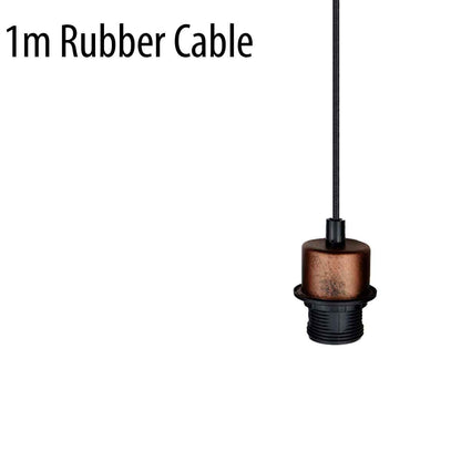 Pendant Light Fitting – E27 Holder, 1 m Cable, Single or Packs - Rustic Red, No Shade, Holder Only, Without Bulb