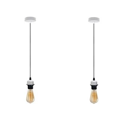 Pendant Light Fitting – E27 Holder, 1 m Cable, Single or Packs - White, No Shade Pack of 2, ST64 Bulb
