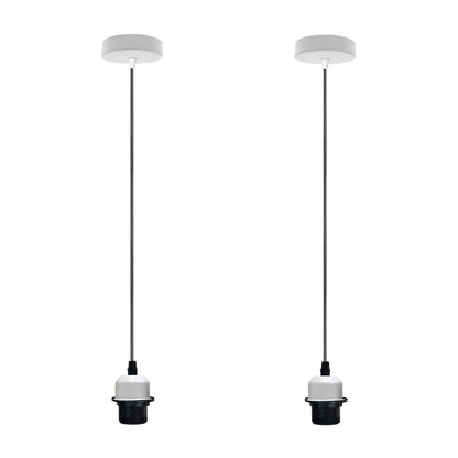 Pendant Light Fitting – E27 Holder, 1 m Cable, Single or Packs - White, No Shade Pack of 2, Without Bulb