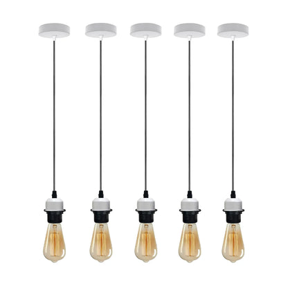 Pendant Light Fitting – E27 Holder, 1 m Cable, Single or Packs - White, No Shade Pack of 5, ST64 Bulb