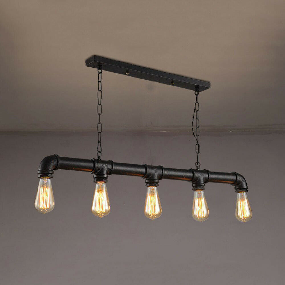 5 Light Steampunk Pipe Pendant – Water Pipe Bar on Chains, E27 - photo 4