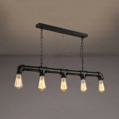5 Light Steampunk Pipe Pendant – Water Pipe Bar on Chains, E27 - photo 4