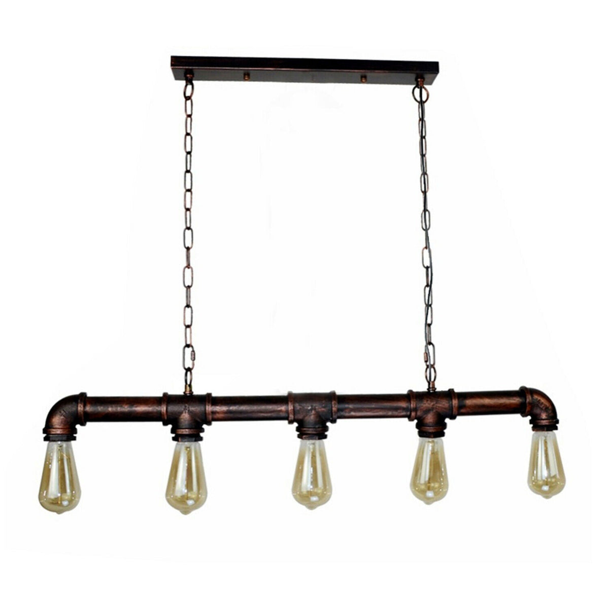 5 Light Steampunk Pipe Pendant – Water Pipe Bar on Chains, E27 - photo 6