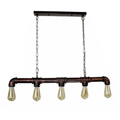 5 Light Steampunk Pipe Pendant – Water Pipe Bar on Chains, E27 - photo 6