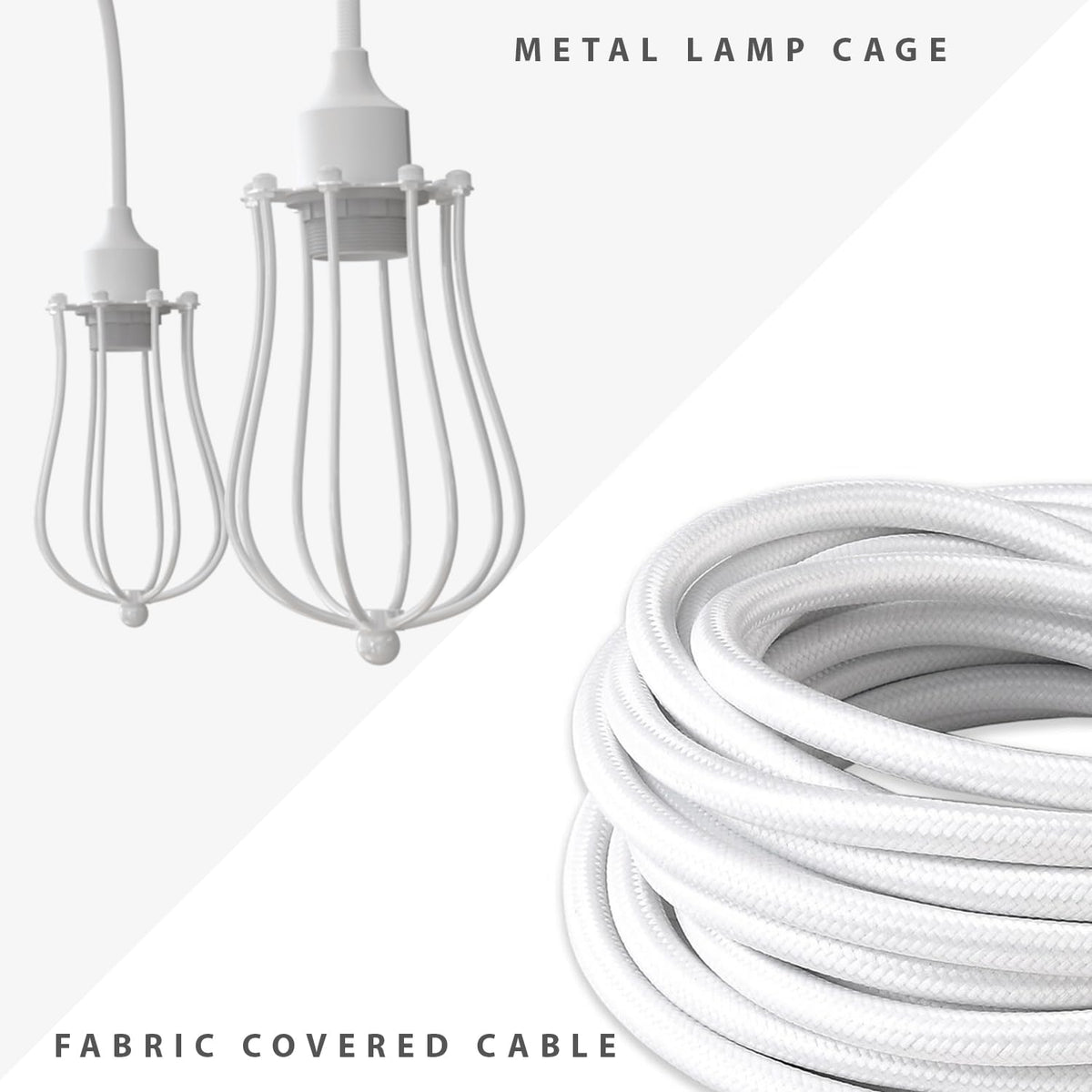 6 Light Spider Pendant – Wire Cage Shades, Black or White, E27 - photo 3