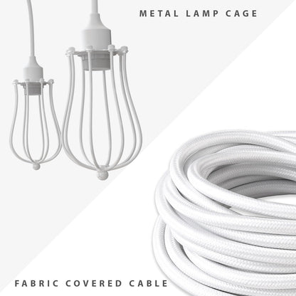 6 Light Spider Pendant – Wire Cage Shades, Black or White, E27 - photo 3