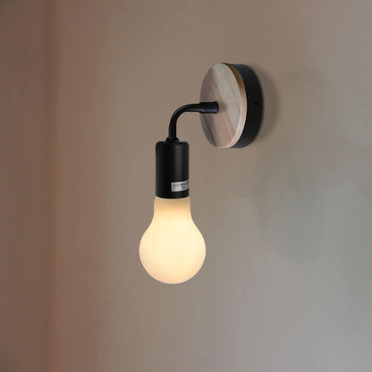 Vintage Wall Lights Industrial Wooden and Metal Wall Lamp Wall-Mounted E27 60W Max Edison Lamp Holder for Bedroom, Living Room, Office
