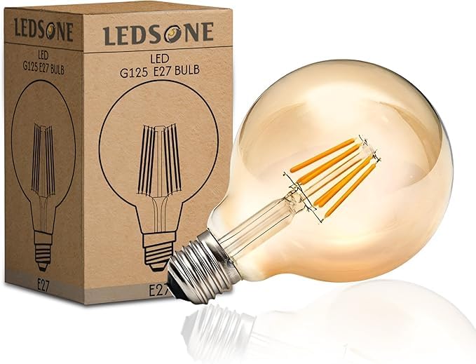 LED G125 8W Vintage Filament Dimmable E27 Globe Bulb ~1331