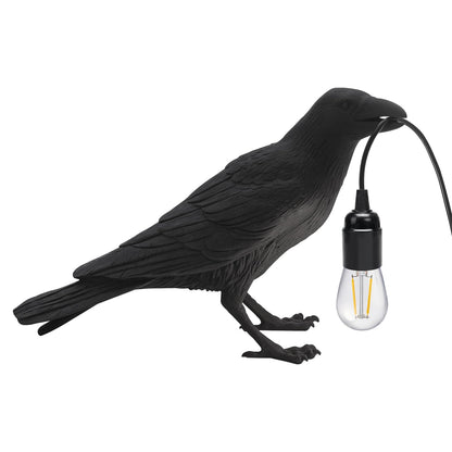 Black Birds Table Lamps Resin Crow Desk LED Lamp E27 Base Modern Raven Art Deco Bedside Decor Plug In Cord Wall Lamps for Bedroom, Office, College Dorm, Right Black Wall