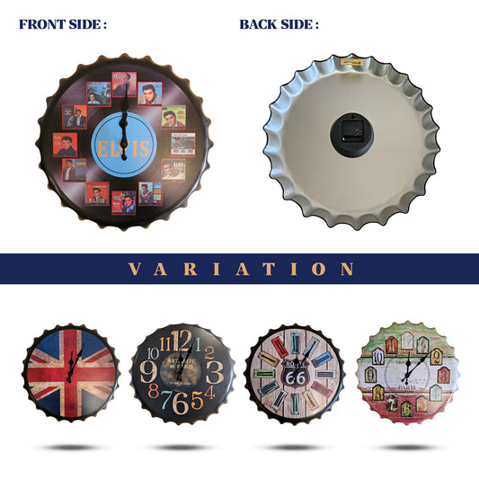 Vintage Handcraft Metal Beer Bottle Cap Design Wall Clock ~1260