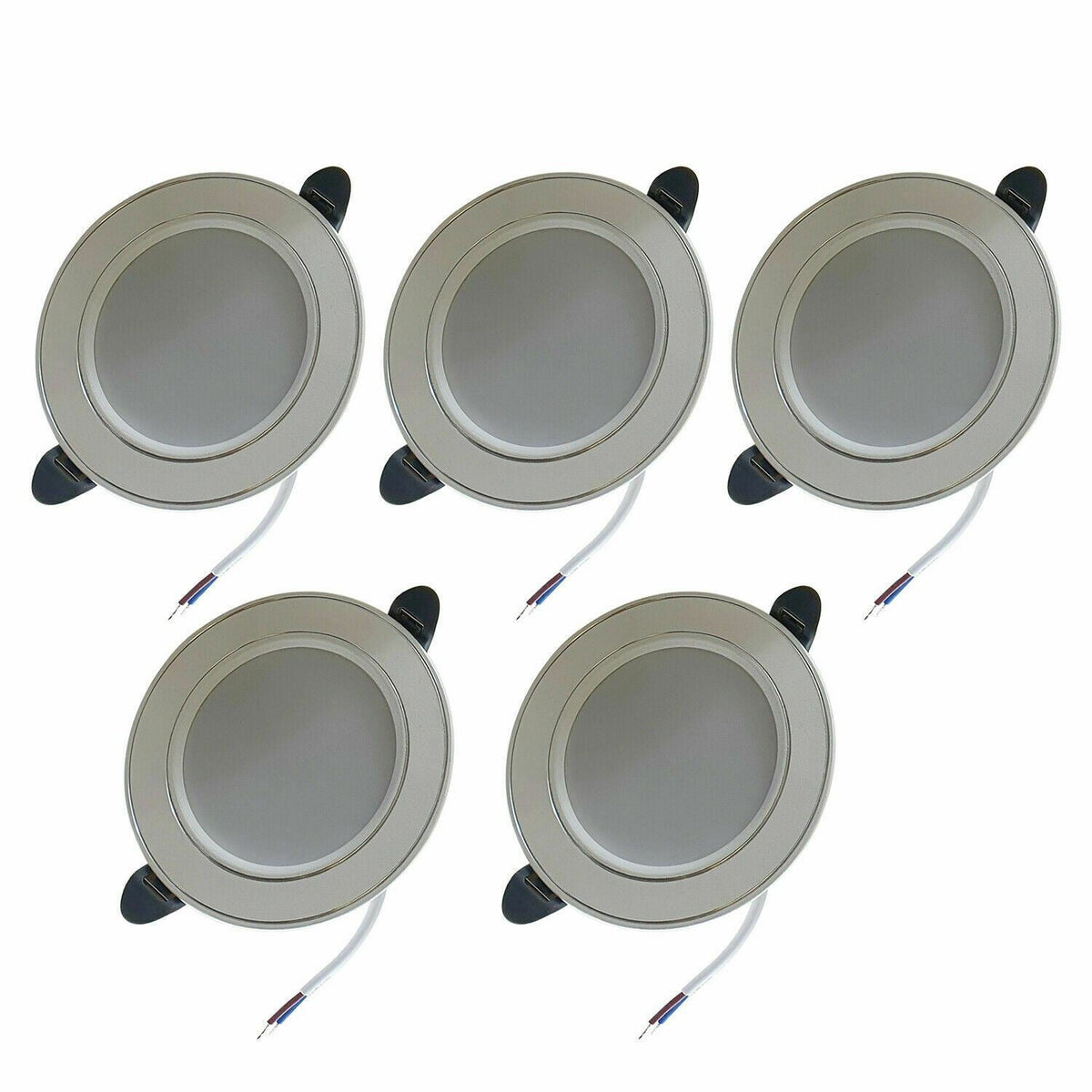 5W Round LED Recessed Downlight – Cool White 6000K, Packs - Silver, Pack of 5, Integrated LED
