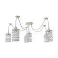 6-Way Spider Pendant Light – White Crystal-Look Cage Shades, E27