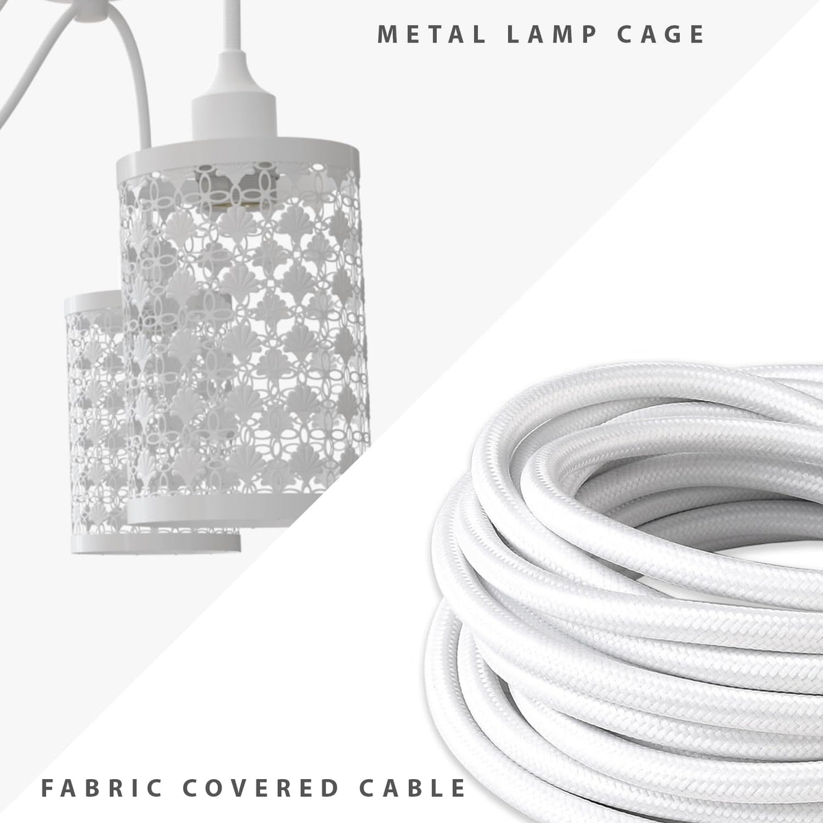 6-Way Spider Pendant Light – White Crystal-Look Cage Shades, E27 - photo 3