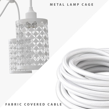 6-Way Spider Pendant Light – White Crystal-Look Cage Shades, E27 - photo 3