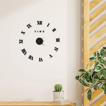 Luxury 3D Frameless Wall Clock with Roman Numerals Stickers ~1193