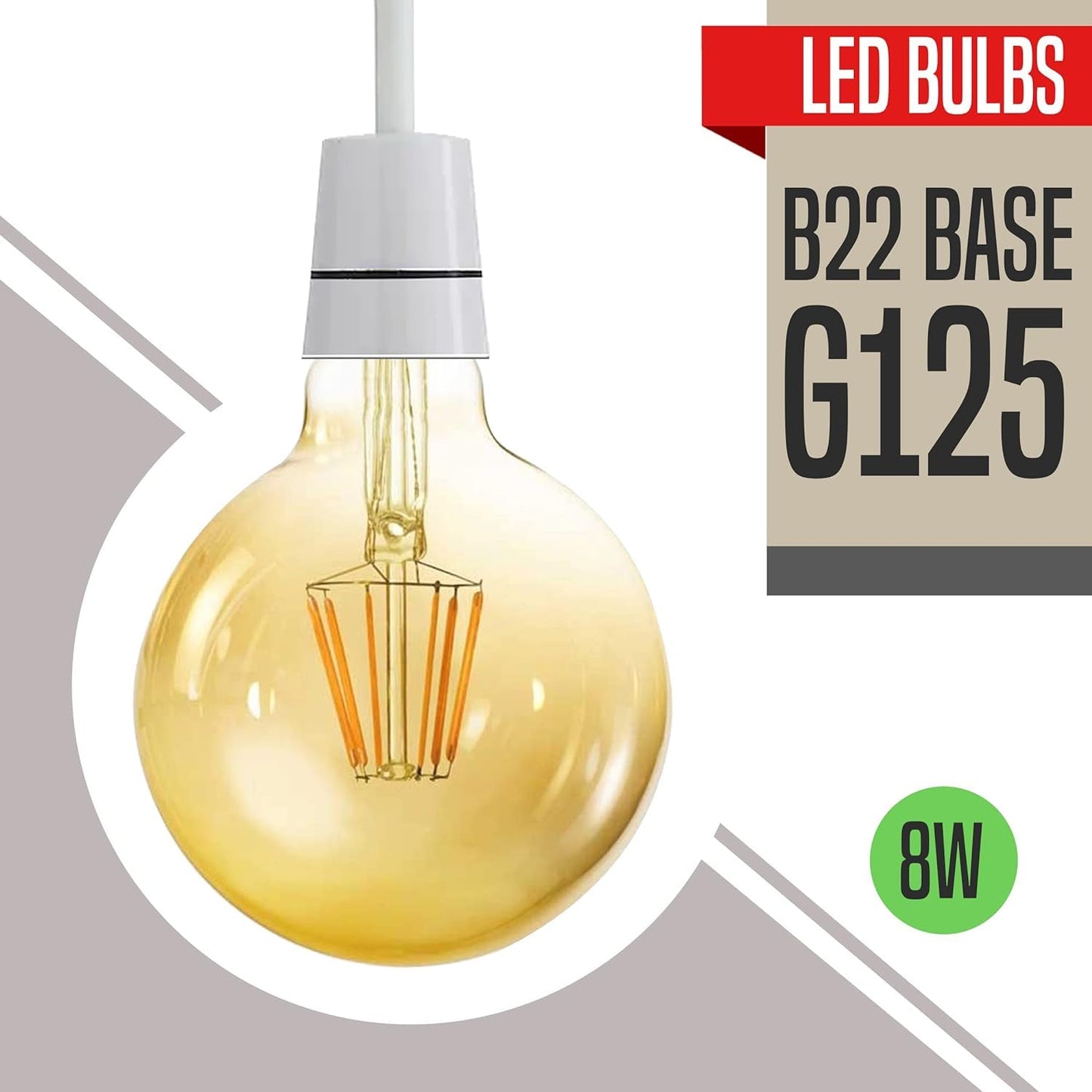 Vintage G125 8W LED Bulb B22 Dimmable Amber Glass ~1341