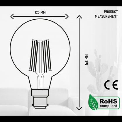 Vintage G125 8W LED Bulb B22 Dimmable Amber Glass ~1341